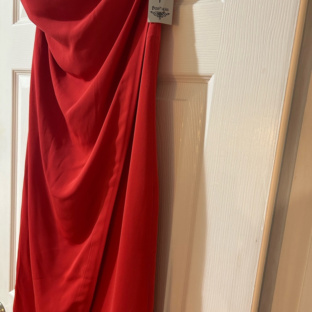 Elegant Red Draped Dress